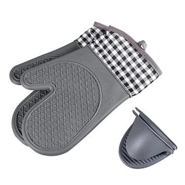 Imagem de Kiboule 2 peças luvas de forno resistentes ao calor 2 peças luvas de forno com isolamento antiderrapante luvas de silicone para micro-ondas para cozinhar assar