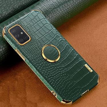Imagem de Capa de couro com padrão de crocodilo para Samsung Galaxy A51 A71 A21S A31 A22 A32 A52 A72 A13 A23 A73 A53 M52, verde com anel, para Galaxy A72 (5G)
