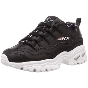 Imagem de Skechers Tênis feminino de cano baixo, 0, Couro preto preto vermelho branco acabamento Bkw, 41