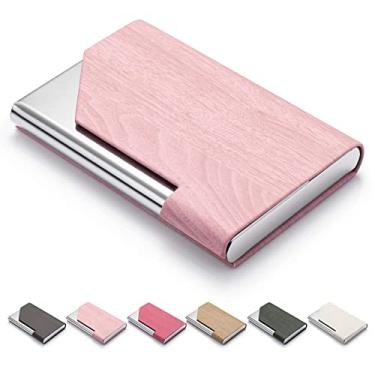 Imagem de FACATH Porta-cartões de visita para mulheres e homens, Rosa, Carteira com porta-cartões