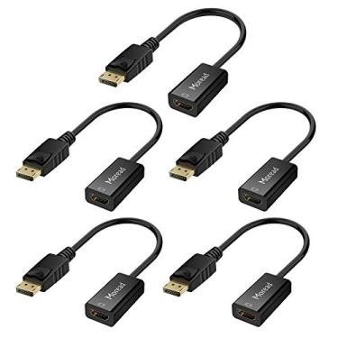 Imagem de Moread Adaptador DisplayPort 4K (DP) para HDMI, pacote com 5, porta de exibição unidirecional banhada a ouro computador para conversor de tela HDMI (macho para fêmea) compatível com HP, Dell, Lenovo e