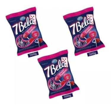 Imagem de Kit Com 3 Pacotes Pirulito 7 Belo Sabor Framboesa