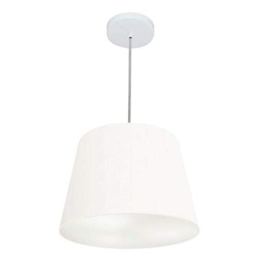 Imagem de Lustre Pendente Cone Cúpula Tecido 30/40x30 cm, Vivare Iluminação, Pendente4246 BR, Branco, Médio