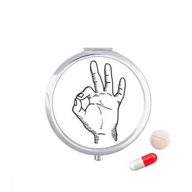 Imagem de Estojo de comprimidos com desenho de linha OK com padrão de gestos, caixa de armazenamento de medicamentos