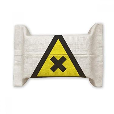 Imagem de Símbolo de aviso amarelo preto triângulo proibido capa de papel para lenços faciais bolsa de linho de algodão