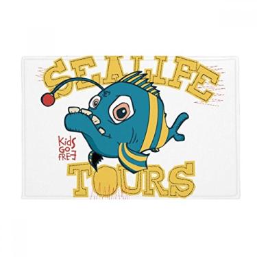 Imagem de DIYthinker Lindo tapete de porta de banheiro com ilustração de peixe amarelo azul antiderrapante