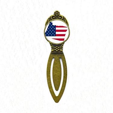 Imagem de Marcador de página Oregon com mapa de estrelas listrado, marcador de livro retrô para escritório