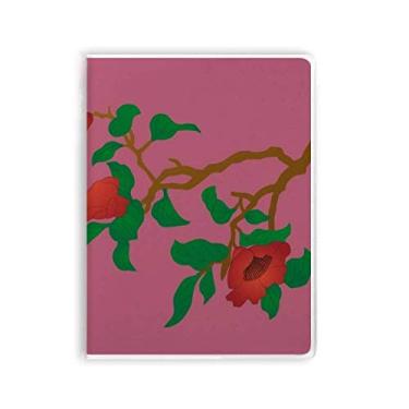 Imagem de Caderno de flores de cultura verde e vermelha, capa de goma Diário de capa macia