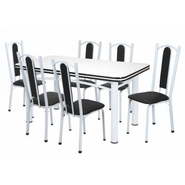 Imagem de Conjunto de Mesa de Jantar com 6 Cadeiras Marina Branco e Preto