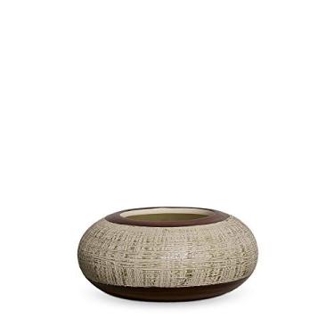Imagem de Joelma Decorações Cachepot Redondo M Decoração Em Cerâmica Marrom e Palha Ganash