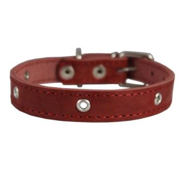 Imagem de Coleira para cachorro Dogs My Love de couro legítimo, 38 cm x 15 cm, vermelha para pescoço de 26,5 cm a 34 cm