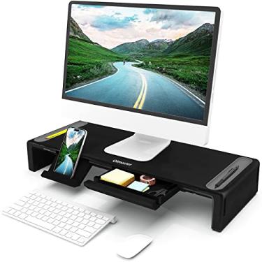 Imagem de Suporte para monitor OImaster, suporte dobrável para monitor de computador, suporte de computador com gaveta de armazenamento, suporte de telefone para computador, mesa, laptop, economiza espaço