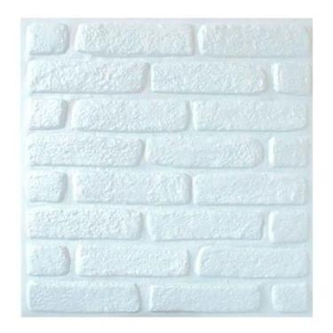 Imagem de Kit 30 Placas Decorativas 3 D Tijolinho Branco 50x50 cm