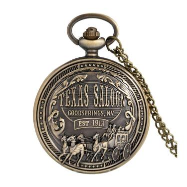 Imagem de Relógio De Bolso Steampunk Texas Corrente Antigo Vintage Aço