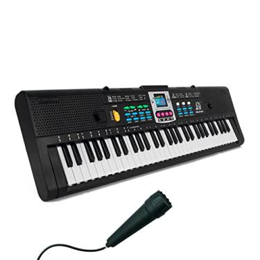 Imagem de SIMBAE Piano Elétrico Para Estudante De Piano 61 teclas de música digital teclado eletrônico infantil piano elétrico multifuncional para estudante de piano com função de microfone instrumento musical