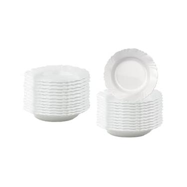 Imagem de Conjunto de Pratos Fundos Duralex Pétala em Vidro 23,5 cm Branco – 24 Peças