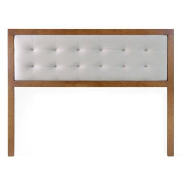 Imagem de Cabeceira Laura Queen Madeira Maciça Veludo Marfim