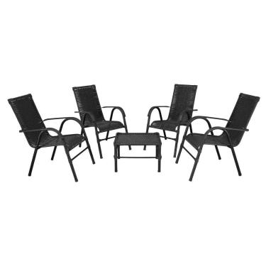 Imagem de Conjunto de Mesa de Centro e 4 Cadeiras Bela para Área Externa