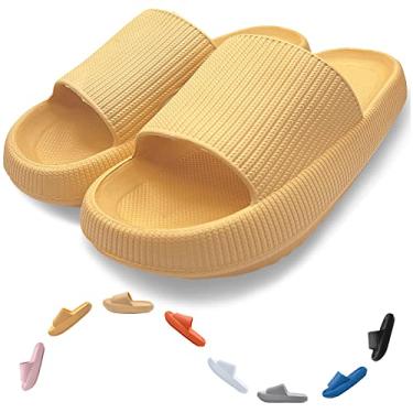 Imagem de AOKADUTE Pantufas de almofada para mulheres e homens, sandálias antiderrapantes de EVA, sola grossa, casual, massagem, chuveiro, interior, exterior, secagem rápida, bico aberto, spa,
