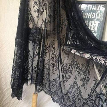 Imagem de Tecido de renda marfim cílios chantilly floral vestido de noiva/casamento flor pano de mesa de renda africana faça você mesmo artesanato vieira guarnição aplique cortinas de fita 300 cm x 150 cm ALE02