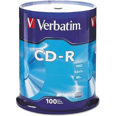 Imagem de Verbatim Discos Virgens Cd-R 700 Mb 80 Minutos 52X Disco Gravável Dados E Música - 100Pk Spindle Frustration Free Embalagem 100 Discos Azul