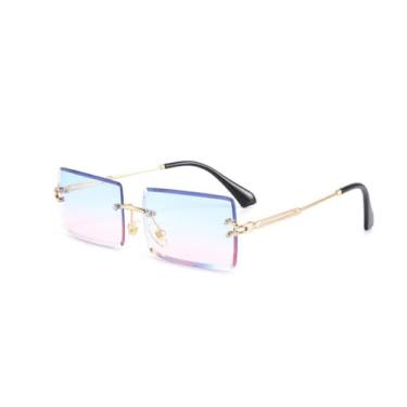 Imagem de Óculos de sol masculinos sem aro retangular quadrado masculino feminino óculos de sol sem moldura, azul rosa, tamanho único