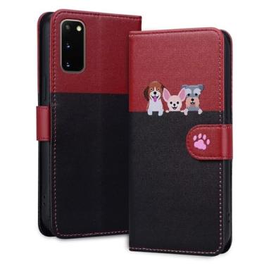 Imagem de Rnrieyta Miagon Capa para Samsung Galaxy A71, capa de desenho animado animal cão gato bonito padrão dobrável suporte de couro PU emendado carteira flip capa protetora com compartimentos para cartões,
