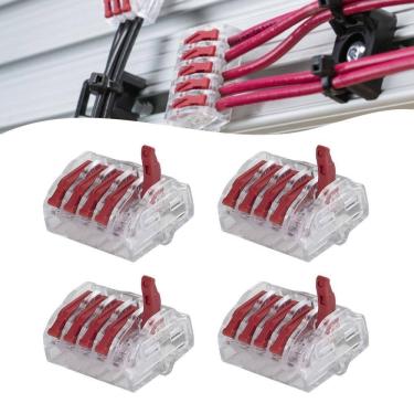 Imagem de Kit 4 Conector Reutilizável P/ Emenda de Fios 5 Polos HCRN-5