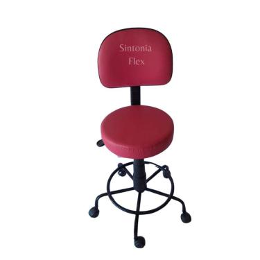 Imagem de Cadeira mocho secretaria - base de ferro e apoio de pé com rodízio corano rosa