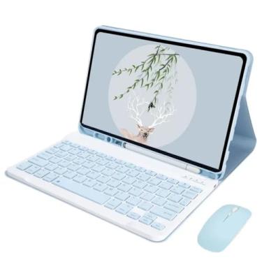 Imagem de Capa para Galaxy A9+ Plus de 11 polegadas (SM-X210/X216/X218) com teclado, com teclado ABNT2 Bluetooth sem fio captado e magnético, suporte para S Pen, fólio (Azul)