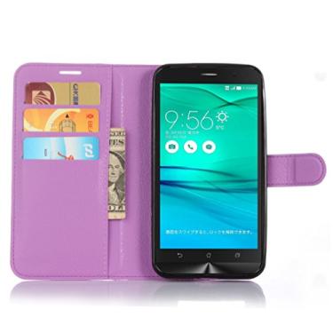 Imagem de Capa ASUS Zenfone Go/ZB551KL, capa carteira flip de couro PU premium com compartimento para cartão, suporte e fecho magnético [capa interior à prova de choque de TPU] Compatível com ASUS Zenfone Go/