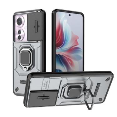 Imagem de Kukoufey Compatível com capa de suporte Oppo F25 Pro 5G, compatível com Oppo Reno 11 F 5G, com capa de lente de câmera deslizante compatível com Oppo Reno11 F 5G CPH2603 capa cinza