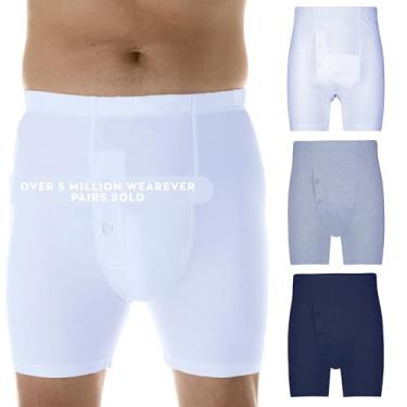 Imagem de Wearever Pacote com 3 cuecas boxer masculinas sortidas com absorção regular lavável, reutilizável, grande (cintura 38-40)