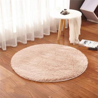 Imagem de Tapete redondo fofo para sala de estar, pele sintética, quarto infantil, pelúcia, cadeira de computador, estofamento, área, marrom claro, diâmetro 1.8m