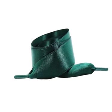 Imagem de Width Silk Satin Shoelaces Ribbon Shoe Laces Boots Women Sneakers ShoeLace (Color : Dark green, Size : 100cm)