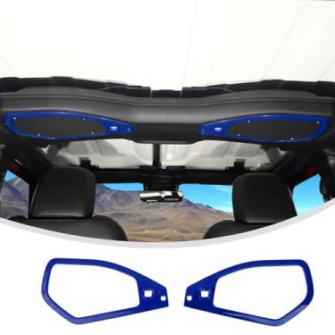 Imagem de Linskip Acabamento da capa do alto-falante de áudio compatível com Jeep Wrangler JL 4XE 2024 e Gladiator JT Sport Rubicon Sahara Willys Mojave Rubicon, capas de alto-falante de teto, acessórios interiores (azul)