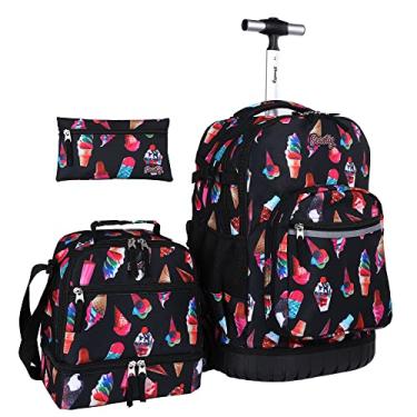 Imagem de seastig Mochila com rodinhas de 45,7 cm com lancheira e estojo de lápis, mochila para laptop para adultos e crianças