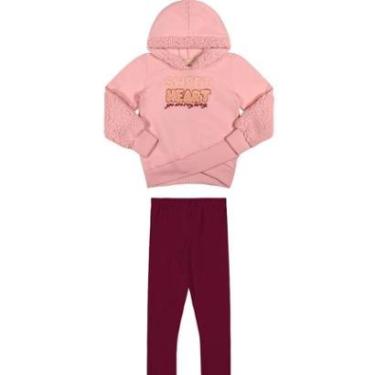 Imagem de Conjunto Menina Inverno Casaco Moletom Com Capuz E Legging Cotton 2 peças Tam 4 a 8 - Angerô-Feminino