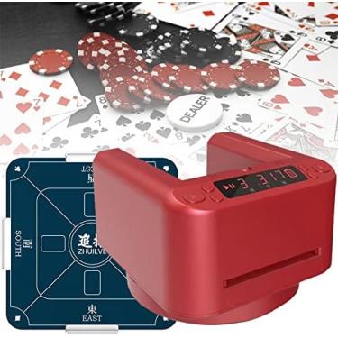 Imagem de Máquina automática de distribuição de cartas, máquina de divisão de cartas portátil giratória de 360 ​​° com toalha de mesa de pôquer Shuffler de cartas recarregável para jogos de 2 a 8 pess