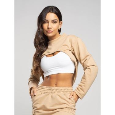 Imagem de Casaco Super Cropped Manga Longa Feminina Moda Casual-Feminino
