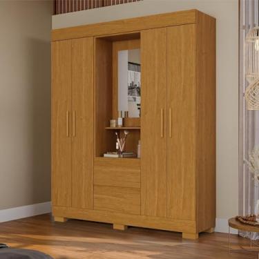 Imagem de Guarda Roupa Casal 149,10cm 4 Portas e 2 Gavetas Capelinha com Espelho Alyssa Espresso Móveis Cinamomo