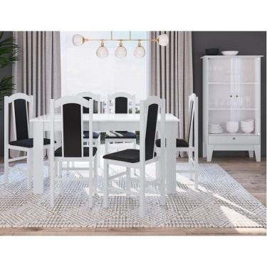Imagem de Conjunto Sala de Jantar Mesa Fixa com 6 Cadeiras Branco