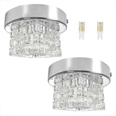 Imagem de Kit 2 Spot Cristal Quadrado Sobrepor Prata Plafon Bet45 +