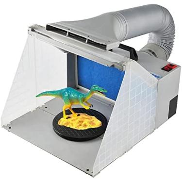 Imagem de Cabine de pulverização de aerógrafo profissional com mangueira de filtro de luzes LED, cabine de pintura portátil para pintura de modelo, artesanato, branco, 48x42x36cm