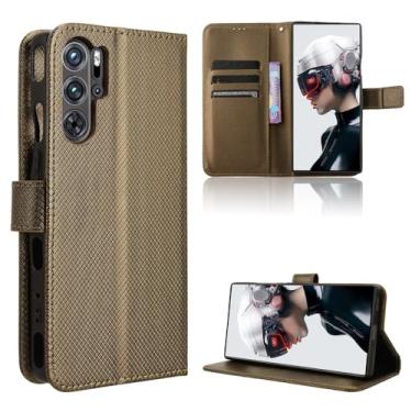 Imagem de Elubugod Capa de couro compatível com ZTE Nubia Red Magic 9 Pro+, capa flip de couro PU compatível com ZTE Nubia Red Magic 9 Pro 5G NX769J capa marrom