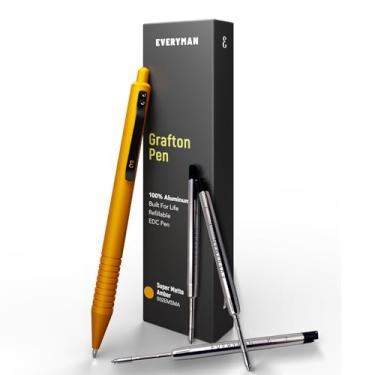 Imagem de Combo de caneta e refis Everyman Amber Super Matte Grafton, caneta EDC premium nova e melhorada com pacote de 3 refis extras de gel preto (0,7 mm), maior conforto e estabilidade, presente de