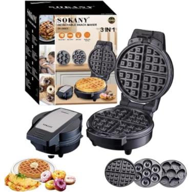 Imagem de Waffles Maker Máquina de Waffles,3 em 1, Donuts, Rosquinhas, Bolinhos, Portátil De Cozinha Para Café Da Manhã E Lanches