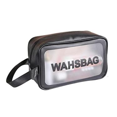 Imagem de Abbraccia Bolsa de maquiagem de higiene transparente, conjunto de bolsas de viagem para cosméticos bolsa de lavagem portátil à prova d'água com zíper e alça para limpeza facial, passagem - preto M