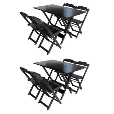 Imagem de Kit 2 Conjuntos De Mesa Com 4 Cadeiras De Madeira Dobravel 120x70 Tabaco