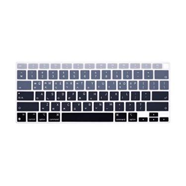 Imagem de HRH Capa ultrafina de silicone para teclado em idioma coreano para MacBook Air 33.8 cm 33.0 cm 2020 com processador M1 (modelo A2337) protetor de acessórios Touch ID - cinza ombré